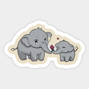 Mother And baby Elephant Sticker